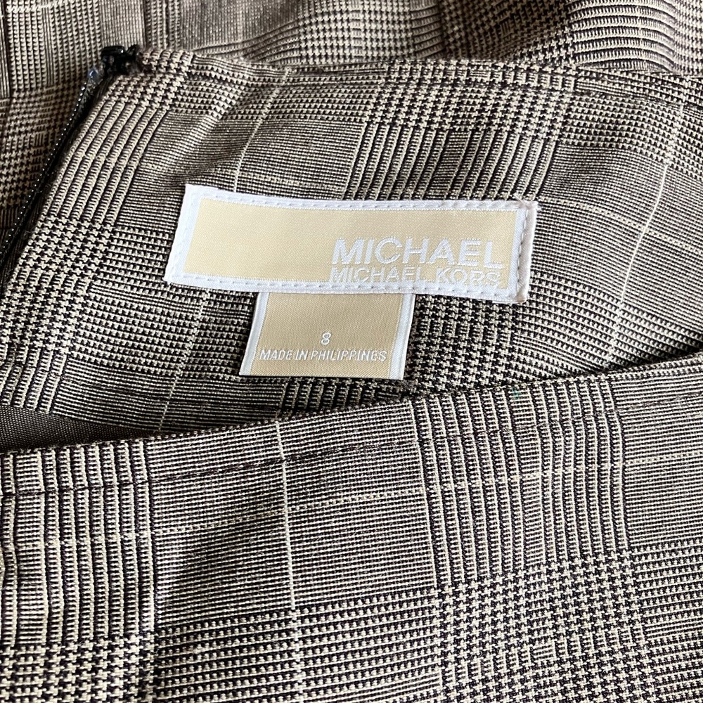 Michael Kors Checkered Skirt in Black and Tan